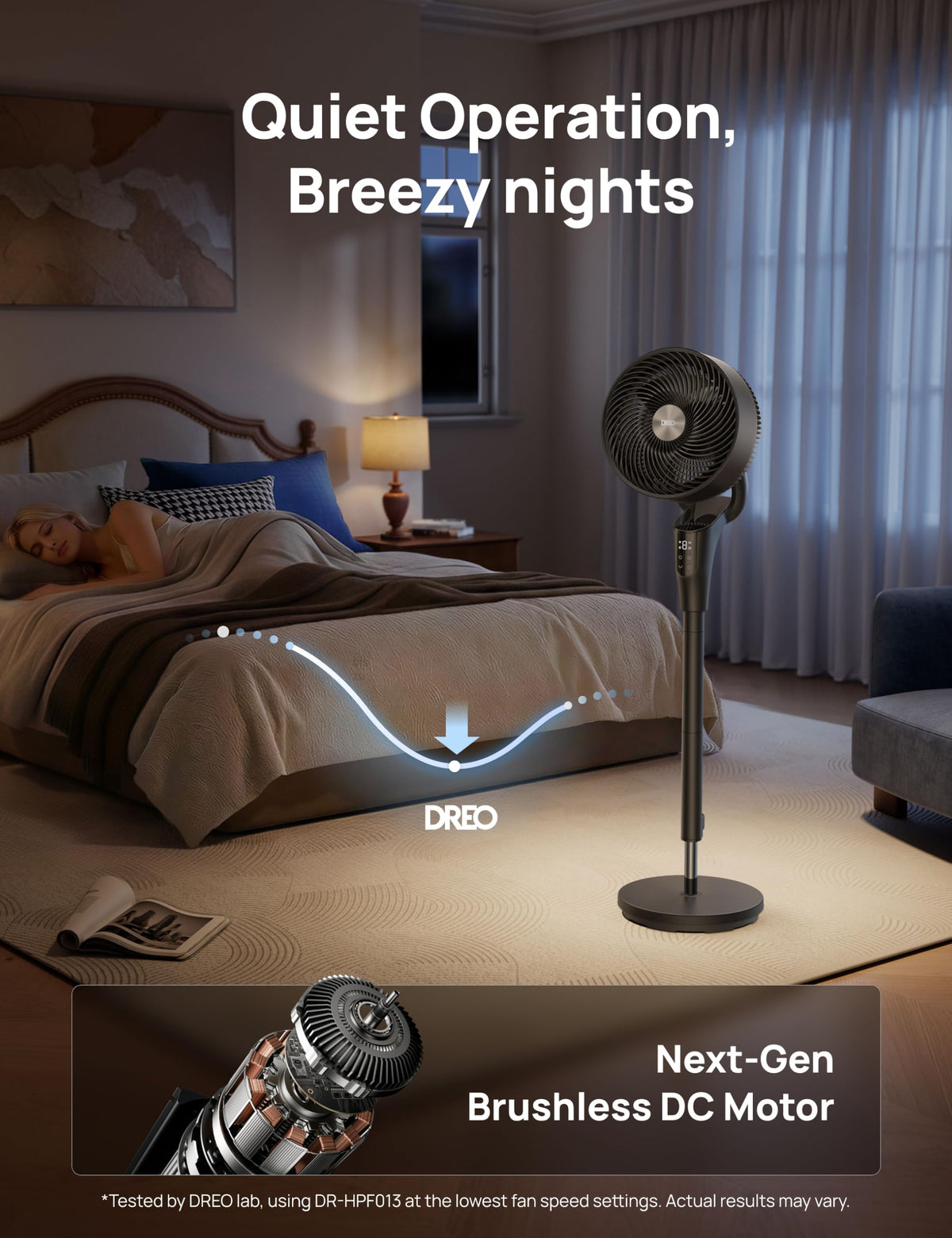 DREO Fan for Bedroom, Standing Oscillating Fan for Whole Room, Quiet Fan