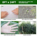 Garden Netting Kit for Raised Beds, 8x24Ft Ultra Fine Mesh Netting with 6 Sets Garden Hoops, Plant Row Cover Insect Netting Birds Pest Barrier Net for Vegetable Fruit Flowers