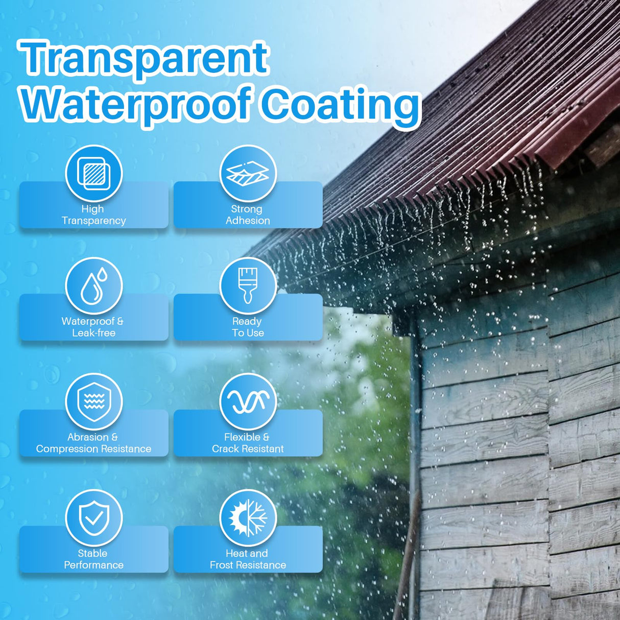 Xmntdo 18oz Transparent Waterproof Coating Agent, Waterproof Sealant Leak Repair for Cracks, Gutters, Windows, Roofs, Liquid Water Proof Sealant for Indoor & Outdoor Use