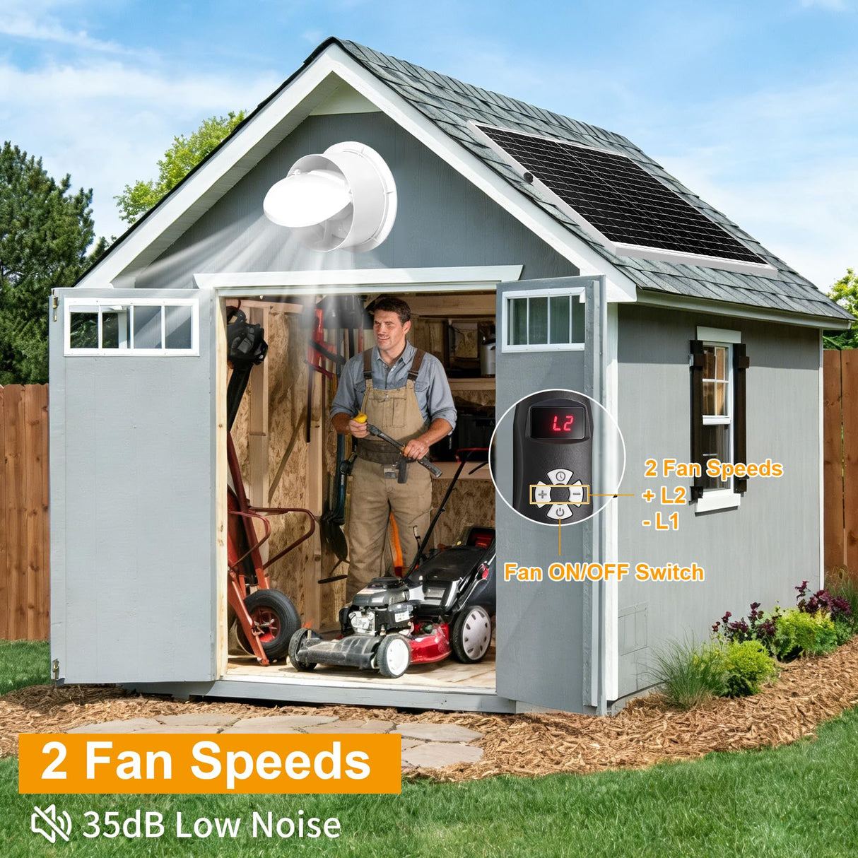Solar Exhaust Fan with 24000mAh Battery Day & Night Work Fans, 25W 9.8" Solar Ventilation Fan for Chicken Coop with Timer, Waterproof Greenhouse Solar Powered Fan for Shed, Pet Houses, Outdoor Cooling