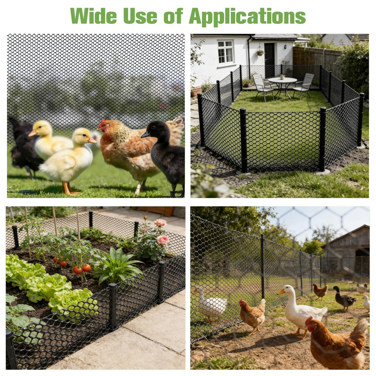 Plastic Wire Mesh Fence Roll 16 in x 50FT Plastic Chicken Mesh with 80 Pcs Zip Ties Balcony Garden Netting Fencing Barrier for Dogs, Poultry, Puppy, Garden Snake Barrier