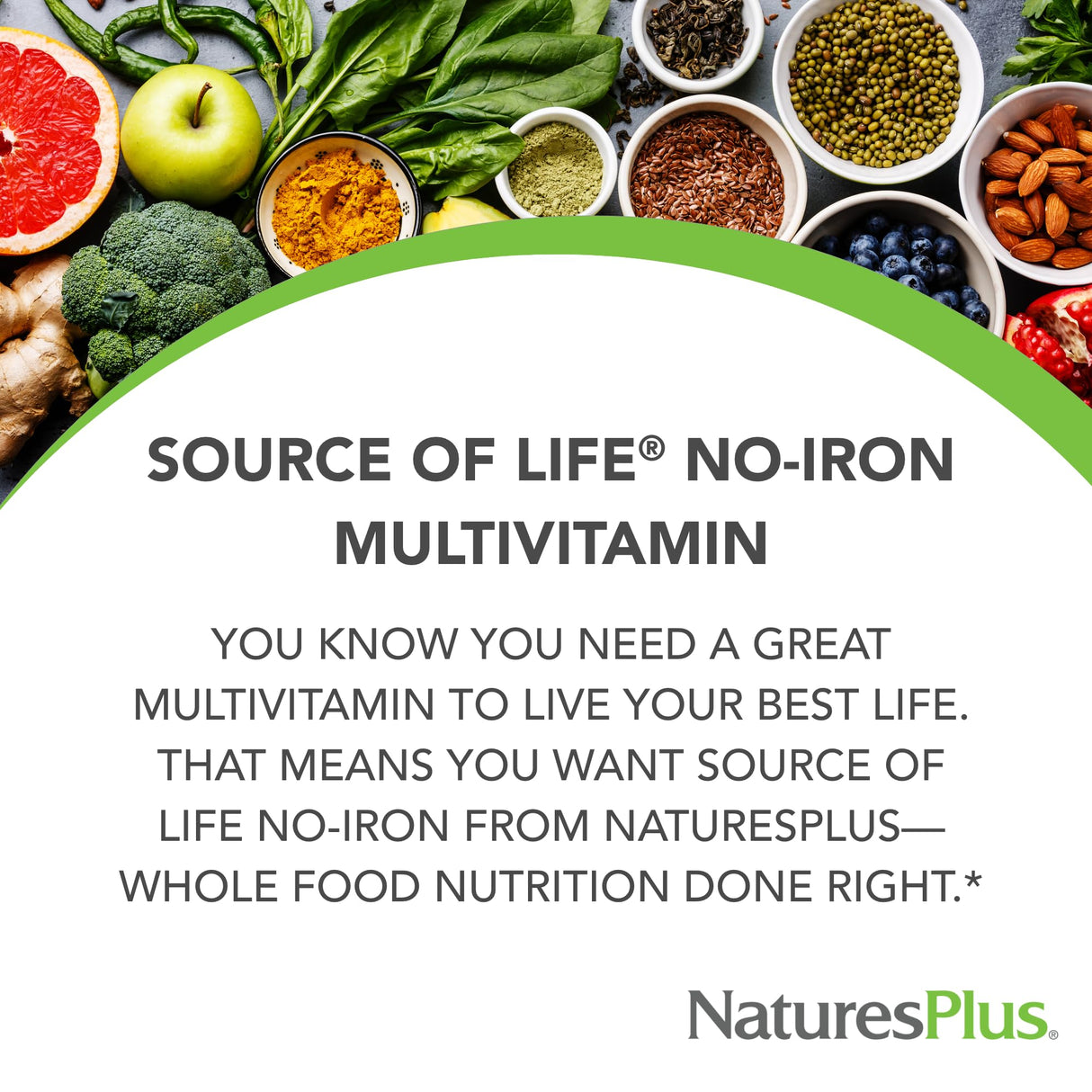 Natures Plus Source of Life No Iron Tablets - 90 Vegetarian Tablets - Whole Food Multivitamin & Mineral Supplement, Energy & Immunity Booster- Gluten-Free - 30 Servings