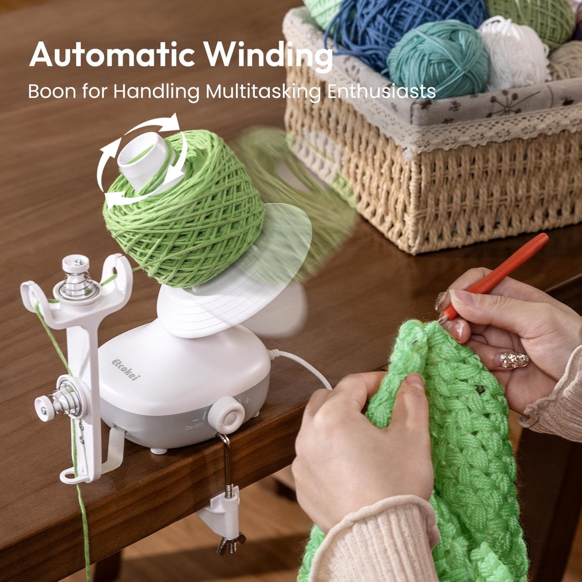 Etcokei Yarn Winder Electric, Auto Compact Cake Winding for Knitting Lovers