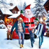 GIFTFIND 7Ft Christmas Inflatable Santa Clau Built-in LED Lights, Outdoor Decoration Santa with Reindeer and Christmas Ball Blow Ups, Holiday Xmas Inflatables Decor for Lawn Yard Garden Outhouse Party