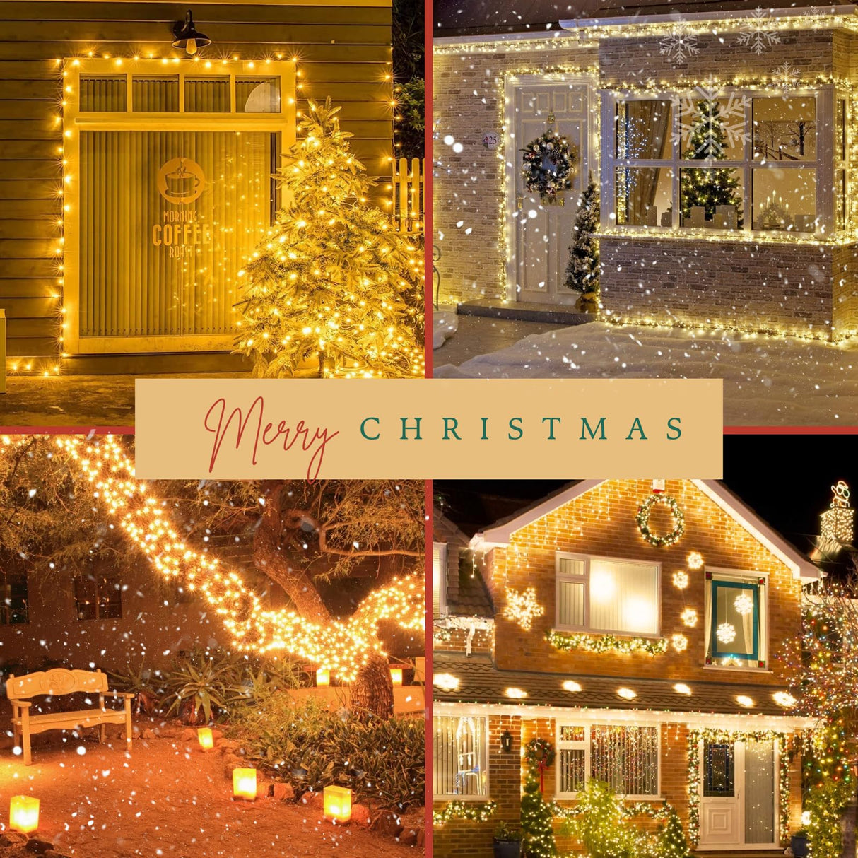 2-Pack Connectable 164FT 400LED Christmas Lights Outdoor Waterproof, Christmas String Lights with 8 Modes, Twinkle Lights Green Wire for Holiday Party Christmas Decorations Outdoor Indoor, Warm White