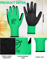 Honeydak 36 Pairs Gardening Gloves for Men Women Breathable Rubber Coated Working Gloves Bulk for Gardening Construction Work(Black, Green)