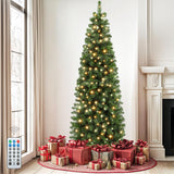 DWVO 7.5 FT Pre-Lit Slim Pencil Fraser Fir Artificial Christmas Tree with 350 Lights and 1000 Branch Tips, Green