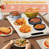 Food Warming Mat,Fast Heating Silicone Electric Warming Tray With 3 Level Temperature and 3 Level Timer, Roll Up Buffet Hot Plates Heat Pads, Portable Foldable Food Warmer For Parties Home white