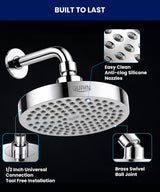 GURIN Shower Head - Powerful High Pressure Rain Shower Head 6 Inch - Luxury Rainfall Showerhead with Adjustable Angles, 90 Anti-Clog Nozzles, Tool-Free 1-Min Install, Premium Polished Chrome Finish