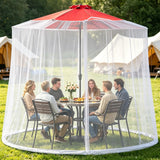 CEAWTUMY 9-11 FT Outdoor Mosquito Netting for Patio, Windproof Universal Umbrella Mosquito Net for Patio Garden Backyards, Polyester Mesh Outdoor Umbrella Screen with Zipper (White)