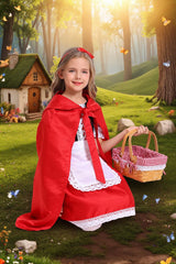 Mosong Little Red Riding Hood Costume for Girls Kids Halloween Christmas Cosplay Costumes Dress and Red Hooded Cloak MS032XXL