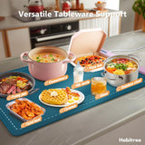 3-Pack Silicone Food Warming Mat & Food Warmers for Parties Buffet - Rapid Heating 6-Level Temp Control, Rollable Portable Easy Clean - Value Set for Gatherings & Home Daily Use（Blue）