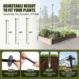 Garden Stakes for Netting, Heavy Duty Metal Garden Poles for Netting Support, Black Powder Coated Steel Frame for Fencing, Plant & Crop Protection(4 Pack,6.8 ft)