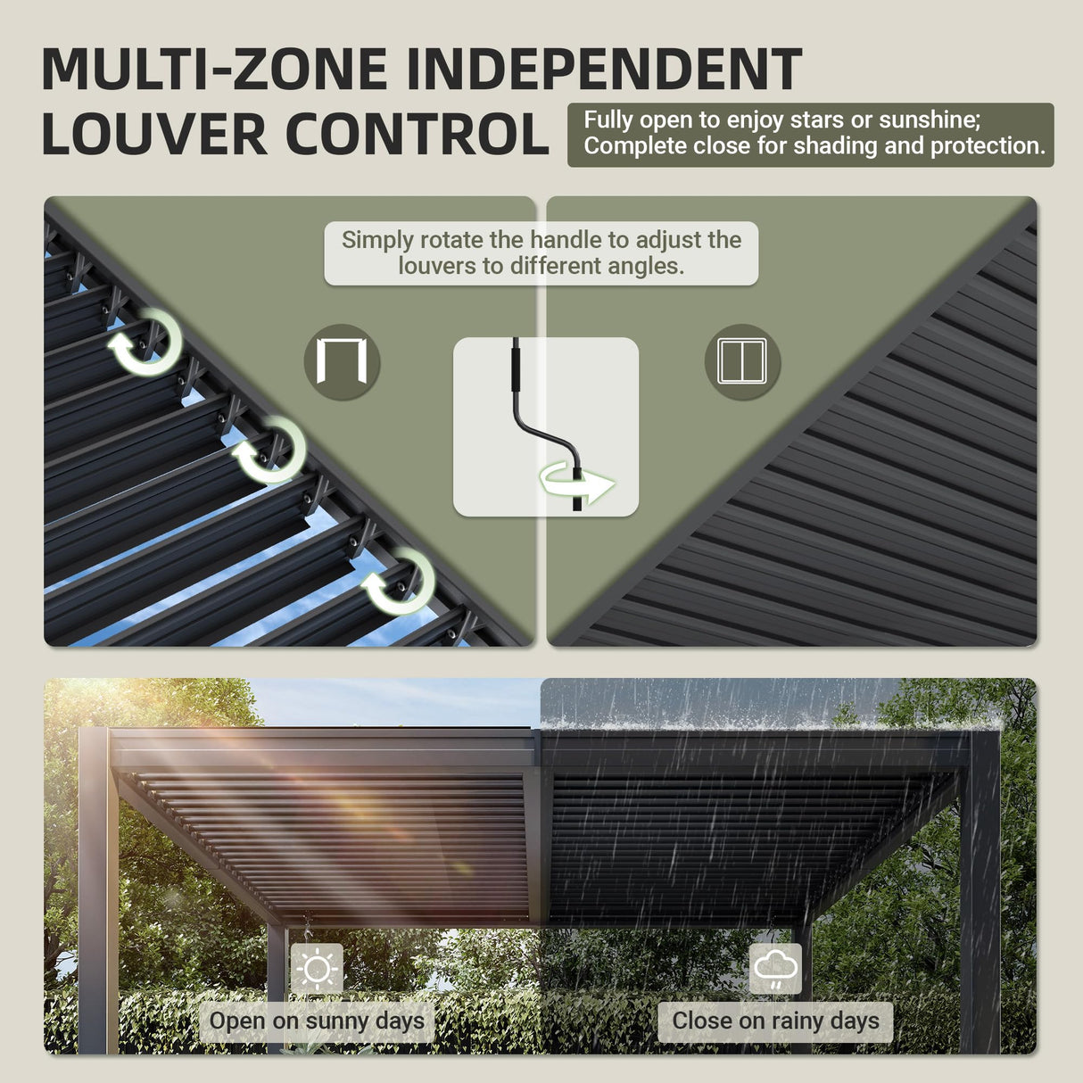 AirWire 10x12 FT Louvered Pergola Dark Gray
