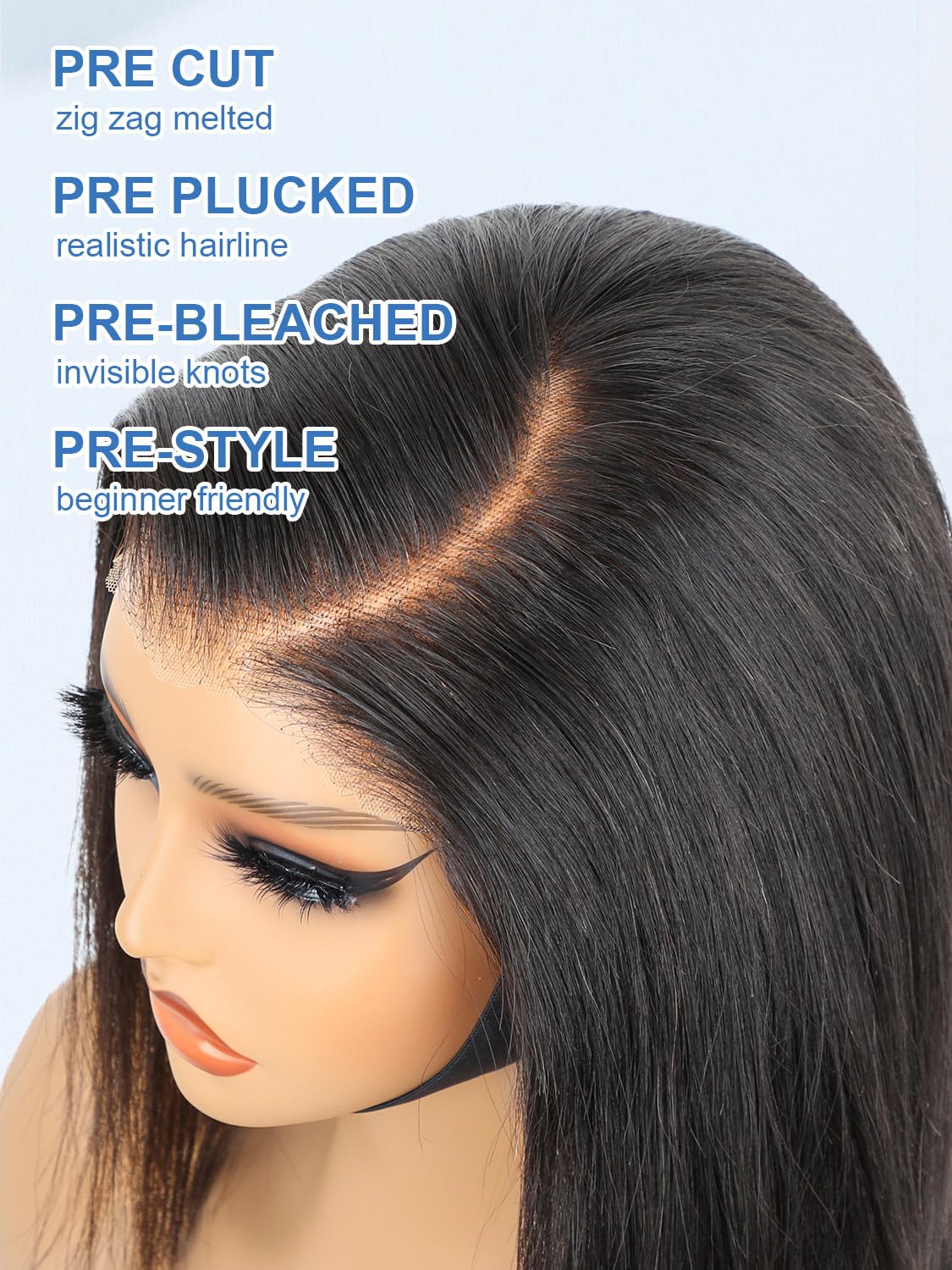 Ashart 10 Inch Bob Straight Side Part 7x5 Wear and Go Glueless Wigs Human Hair Pre Cut Pre Plucked Pre Bleached HD Lace Front Bob Wig Human Hair 180% Density Short Straight Bob Wigs for Black Women