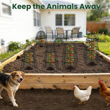 6 Pack Garden Cloche Plant Protectors from Animals, Adjustable 3-Tier Chicken Wire Plant Cages for Outdoor Plants, Stackable Metal Garden Cloches Keep Rabbits, Squirrels & Birds Away, 17.3" x 11.4"