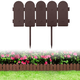 Evelyne Garden Border Plastic Edging: Wooden Fence Design - 16pcs Brown Yard Landscaping Fence Liner Lawn Edge Barrier - 20ft Kit of Decorative Lawn Panels Elements -Landscaping Edging-GMT-10374-A16