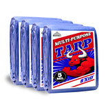 Tarp 8x10(4 Packs) ft 100% Waterproof Uv Resistant High Durability Multipurpose 5mil Blue Tarp for Covering Courtyards, Cars, Camping, Gardens, Pet Nests -by MVPNET