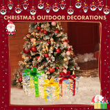 Set of 3 Christmas Lighted Gift Boxes with 140 LED Lights, Plug-in Holiday Decorations for Xmas Tree, Home, Indoor Outdoor Décor