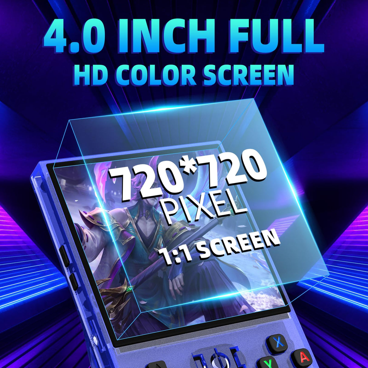 R36MAX Retro Handheld Game Console,64GB Open Source System Support 30+ Emulator Console,4.0 Inch IPS Screen Retro Gaming Console,4000mAh Battery,Portable Video Game Console for Christmas (Blue)