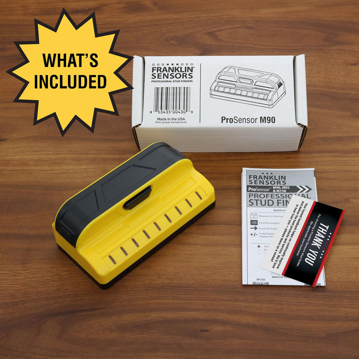 Franklin Sensors ProSensor M90 Stud Finder with 9-Sensors, Wood & Metal Stud Detector/Wall Scanner, Made in The USA
