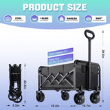 500LBS Heavy Duty Collapsible Wagon Cart with 360°Swivel Break for Beach