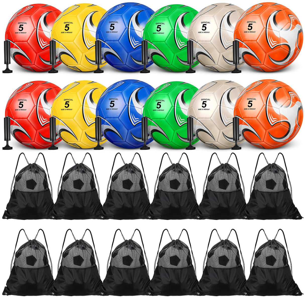 Glimin 12 Pcs Operation Christmas Deflated Soccer Balls Size 5/4 Bulk with Pump Drawstring Bag for Official Soccer Sport Christian Charity Donation Xmas Gift ()