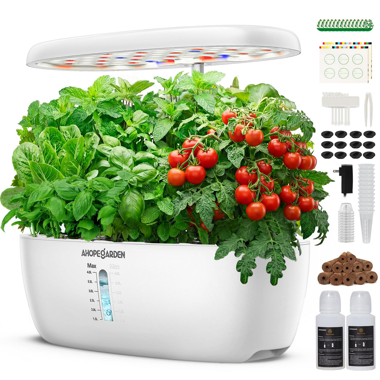 Ahopegarden 12 Pods Indoor Garden Hydroponics Growing System Kit with LED