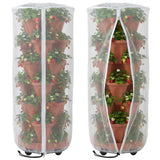 2 Pcs Vertical Plant Pot Insect Netting with Zipper, 59"x22" Stackable Planter Garden Net Cover, 6 to 7 Tier Planter Pot Insect Bird Barrier Protection Mesh for Strawberry Herb Flower Fruit Vegetable