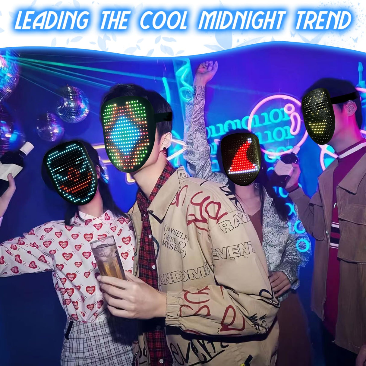 COOLGUARDER Led Mask with Sound Effects and Gesture Sensing, Light up Music Mask for Halloween Rave Costume Christmas Cosplay Birthday Masquerade Dj Parties