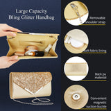 Henoyso 5 Pcs Jewelry Set, Rhinestone Clutch Purse for Prom,Gold