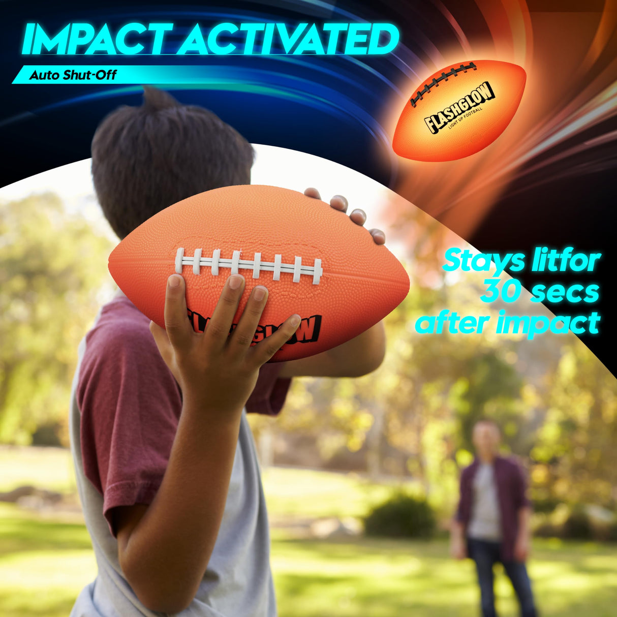 Light Up Football for Boys: Glow in The Dark - Toys for Kids Teen Boys Ages 8-15 - Birthday Christmas Easter Gift Ideas - Outdoor Sports Activity Night Play - 8 9 10 11 12 13 14 15 Years Old Teenager