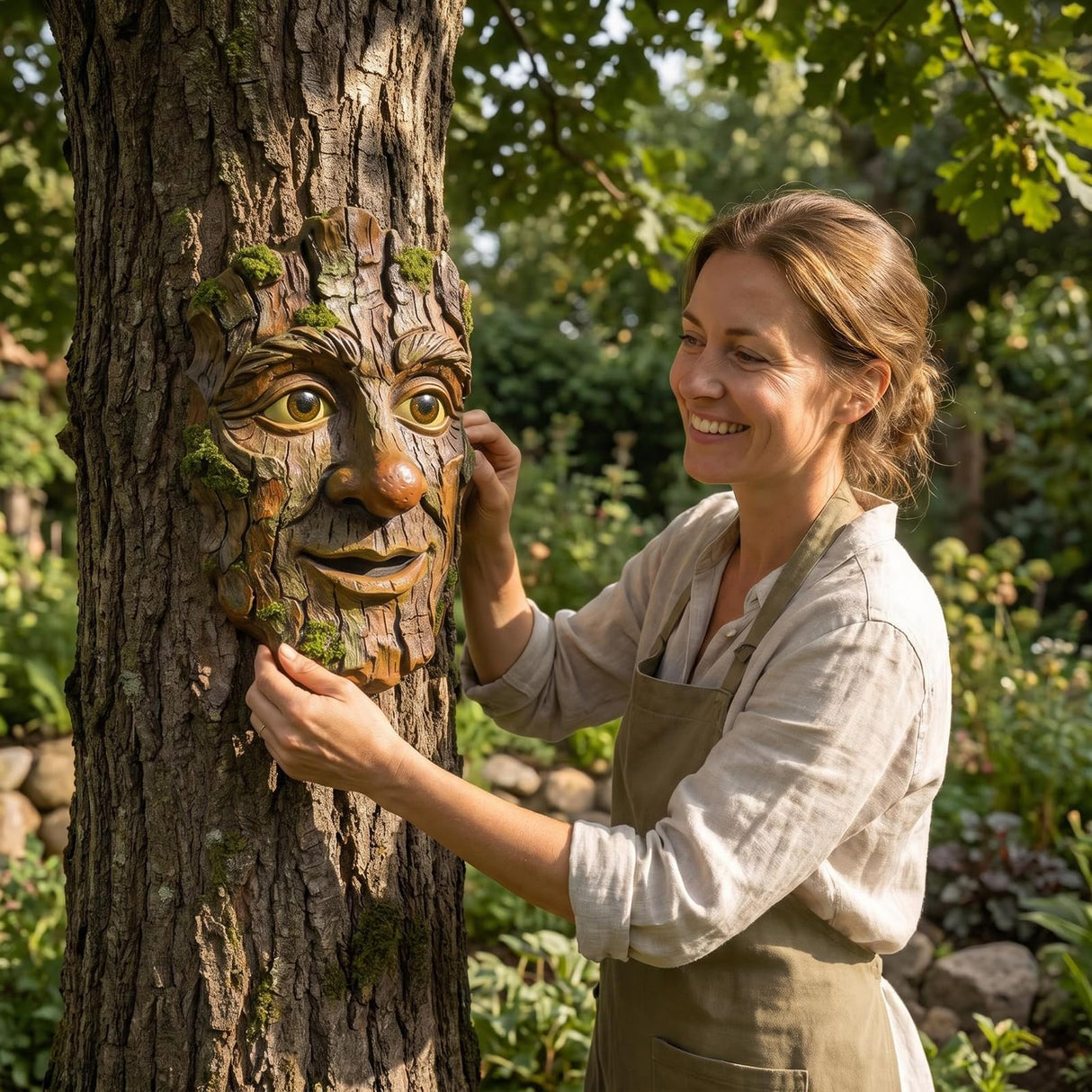 FmnyYaid Whimsical Tree Face Outdoor Statues Garden Decoration, Old Man Resin Statue Outdoor Tree Hugger for Yard Art, Trees Decorations Outdoor Wallmounted Statue