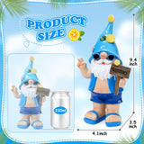 Wiresusan Outdoor Summer Gnomes Statue Beach Gnome Garden Decor for Outside, Beach, Yard, Lawn Ocean Sea Theme Home Decorations for Table, Shelf, Blue Gnome Figurine Funny Elf Gifts for Women