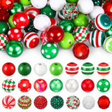 Poen 100 Pcs 20 mm Christmas Rhinestone Bubblegum Beads for Pens Bulk Crystal Resin Acrylic Plastic Spacer Chunky Beads for Christmas DIY Craft Keychain Necklace Bracelet Jewelry Making Holiday Decor