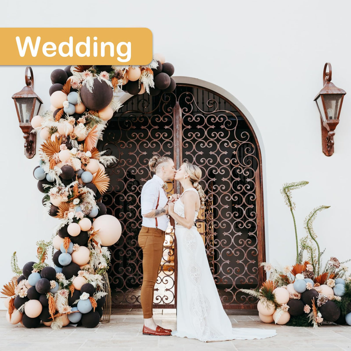 Balloon Arch Kit, Bendable 8FT and 6FT Balloon Arch Stand with Base and Manual Pump, Ballon Arch Stand Kit for Birthday Wedding Baby Shower Holiday Graduation Party Decoration(GOLDEN)