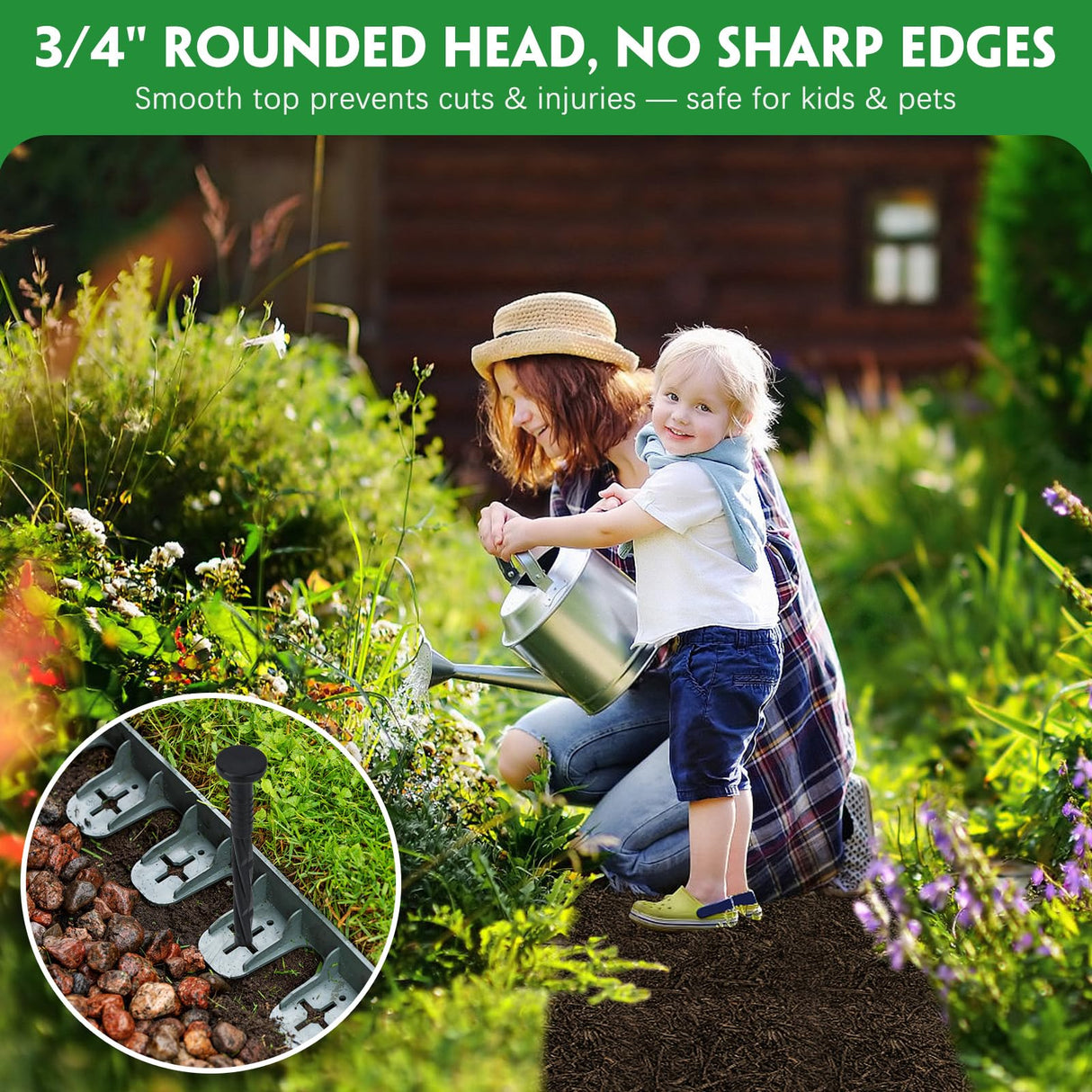 Garaook 120PCS 8-Inch Plastic Landscape Edging Stakes, Spiral Nylon Landscape Spikes, Anchoring Nails for Weed Barrier, Paver Edging, Landscape Edging, Artificial Turf, Grass Pathways, Black