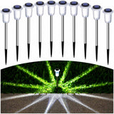 Gorrzai Solar Pathway Lights 10 Pack Christmas Solar Lights Outdoor Waterproof 6000K Cold White Yard Lighting, LED Stainless Steel Stake for Garden Outside Landscape Lawn Driveway Walkway Path