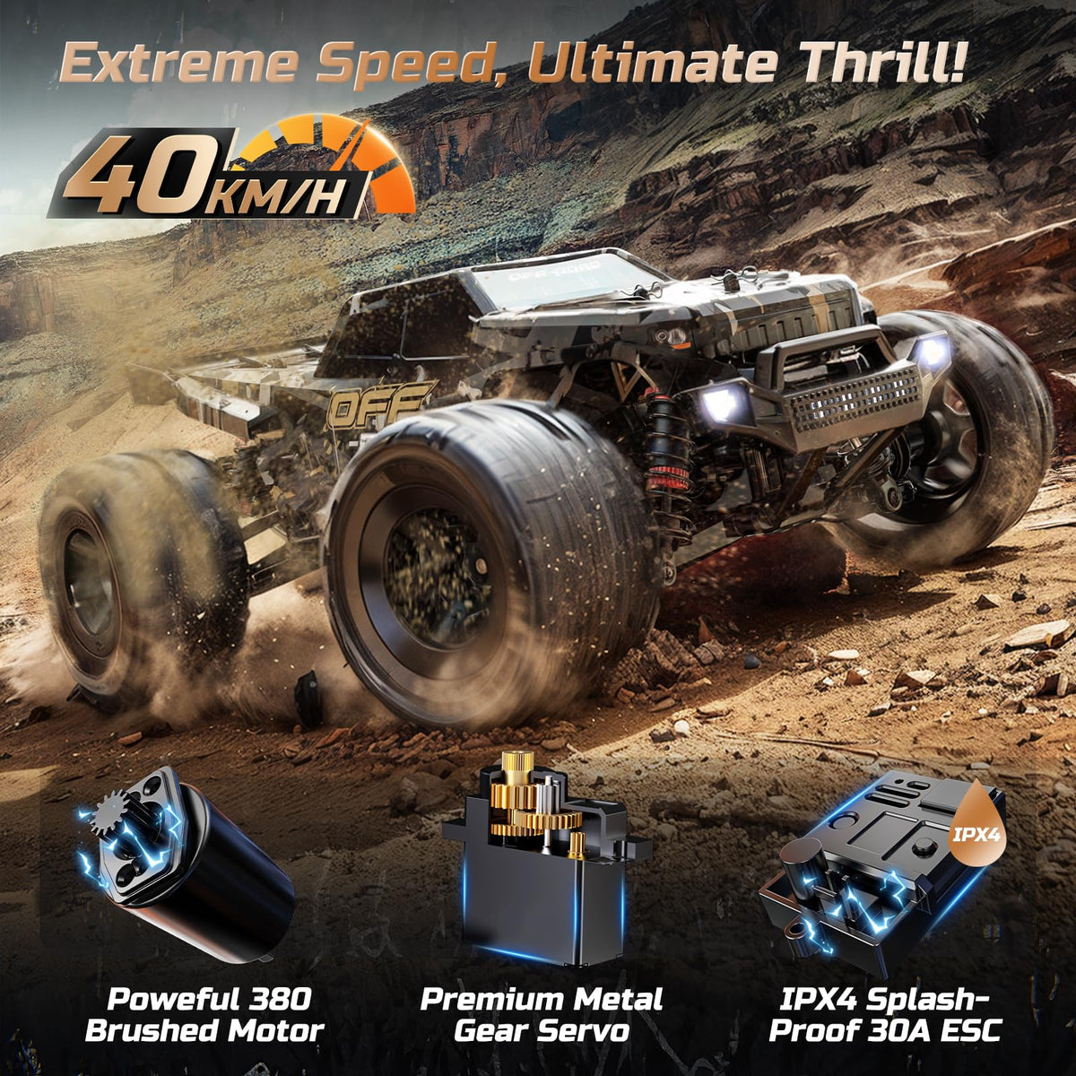 DEERC 9309E RC Cars for Adults 40KPH,All Terrain Fast Remote Control Cars