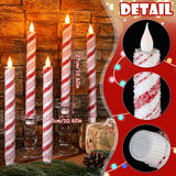 Baquler 6 Pcs Christmas Flameless Taper Candles 10.6 Inch Sea Salt Candy Cane Candles Battery Operated LED Christmas Candlesticks for Xmas Centerpiece Holiday Party Decor