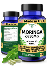 Lunakai USA Made Pure Moringa Capsules – 7850mg Advanced Moringa Leaf Extract Supplement with Ashwagandha, Boswellia, Ginseng & Turmeric, 60ct