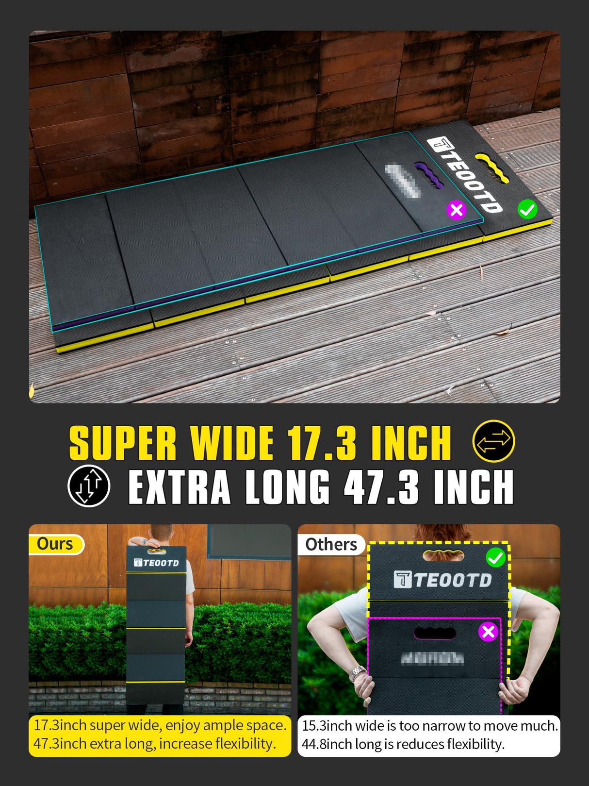 1.2" Extra Thick Foldable Mechanic Kneeling Pad with Handle & Storage Belt, 5 Fold Multi-Use Comfortable EVA Foam Cushion Mat for Workshop,Repairing,Gardening,Yardwork,Camping,Fitness,47.3x17.3x1.2"