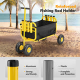 Bonnlo Beach Fishing Cart, Beach Wagon Trolley with 11" Big NO-Flat Airless Tires, Foldable Beachs Trailer with Large Cargo Basket, 550 lbs Load Capacity, 8 Fishing Rods Holder, Durable Oxford Bag