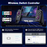 Gammeefy Switch Controllers Compatible with Nintendo Switch/Switch OLED, One-Piece Joypad Controller Replacement for Switch Pro Controller with 9 Lights Color, Christmas Gifts