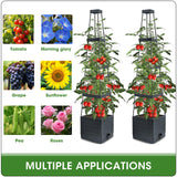 MQFORU 2 Packs Raised Garden Bed Tomato Planter with Trellis, 57" Tomato Cages for Climbing Vegetables Plant, Self Watering Planters Box for Garden Pots for Patio Greenhouse Indoor Outdoor（2PCS）