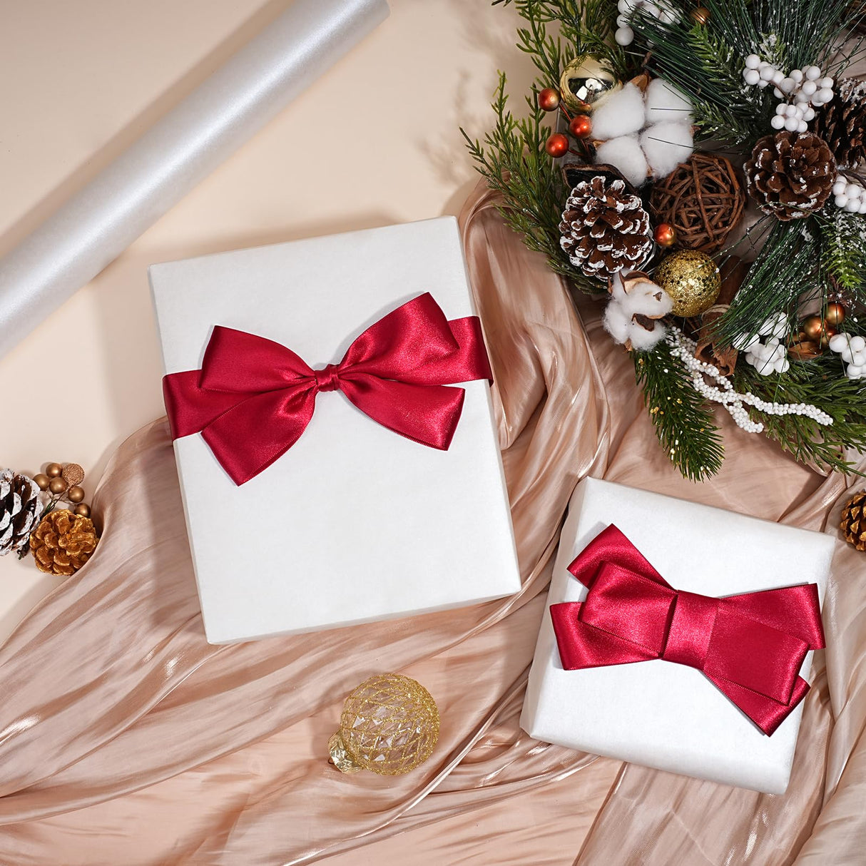 LaRibbons White Wrapping Paper, 30 Inch x 33 Feet, Solid Color Pearly-Lustre Gift Wrapping Paper Rolls for Wedding, Christmas, Valentine's Day, Birthday, Baby Shower