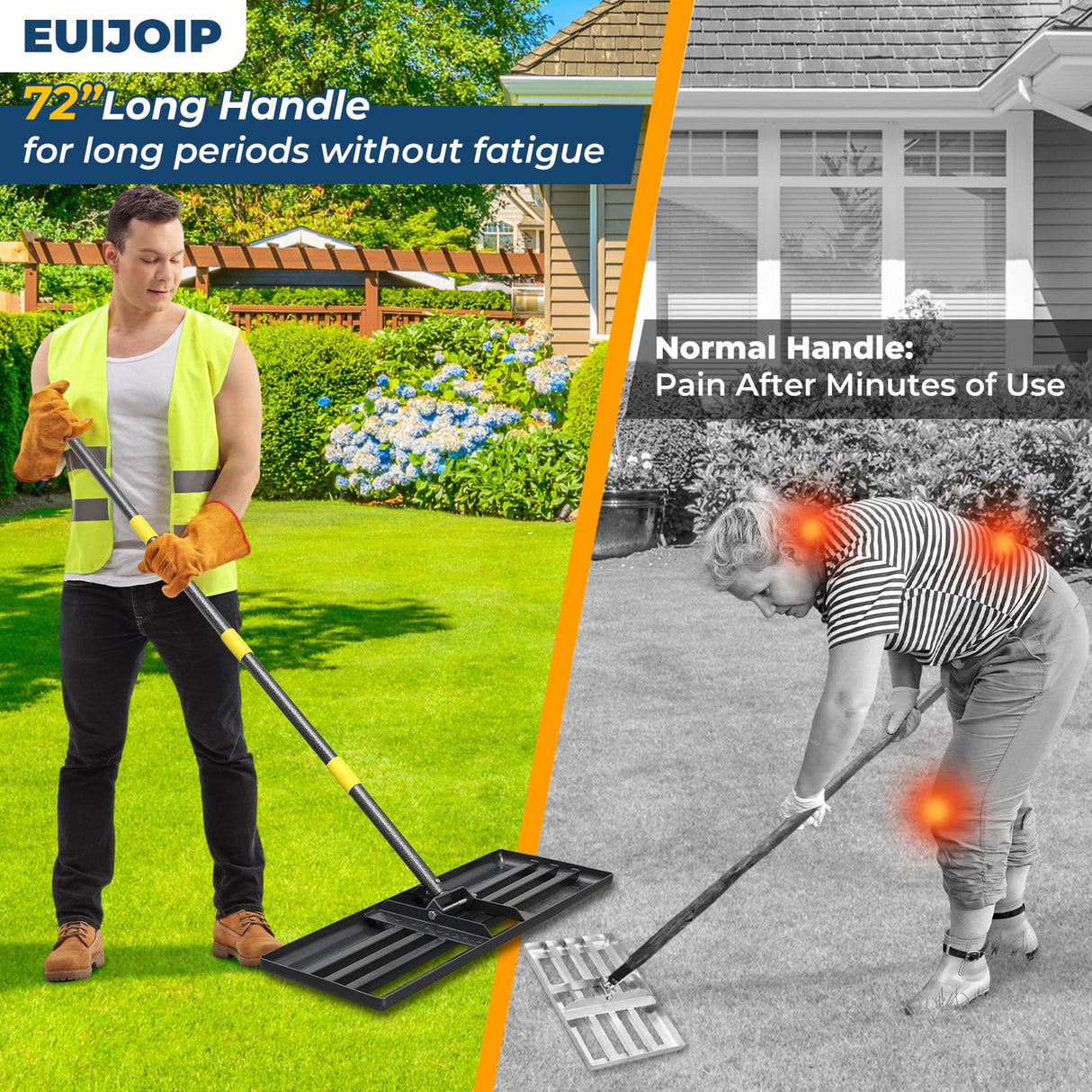 Lawn Leveling Rake 30"x10" for Lawn Care - 72" Extendable Stainless Steel Handle with Ergonomic Grip | Professional Grass Leveling Tool for Golf Courses, Soccer Fields, Backyard Turf Maintenance