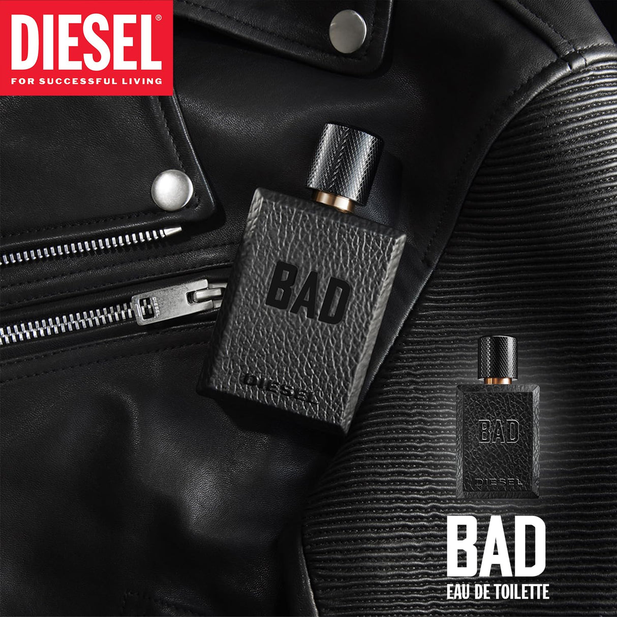 Diesel Bad, Eau de Toilette for Men, Woody Scent With Notes of Bergamot, Caviar & Tobacco, 1.7 Fl.Oz.