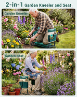 Ohuhu Garden Kneeler and Seat Heavy Duty, Upgraded Gardening Stool with Thicker Wider EVA Foam Kneeling Pad Foldable Garden Bench with 2 Large Tools Pouches, Gardening Gifts for Women Mom Men Seniors