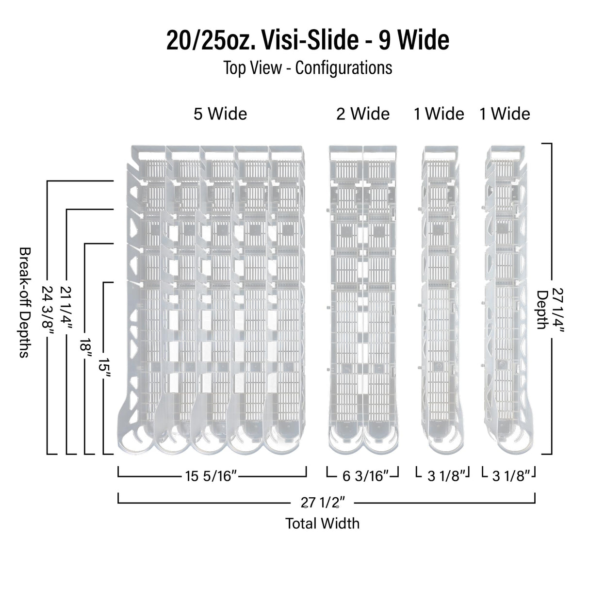 Visi-Slide 20oz Soda Beverage Dispenser - Gravity Fed Glide for Angled Shelves for Coolers, Commercial Refrigerators, Cold Vaults (Pack of 6) Drink Organizer for Cans, Bottles and More